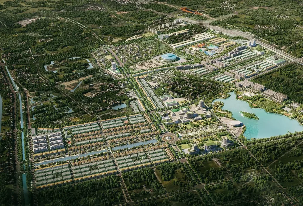 Mặt bằng Sun Group Bắc Ninh - Chủ đầu tư Sun Group 5 Phối cảnh tổng thể dự án Sun Bắc Ninh quy mô 496 ha tại Tiên Du và Từ Sơn, gồm các phân khu đô thị, hồ cảnh quan lớn và hệ thống tiện ích đồng bộ do Sun Group phát triển.