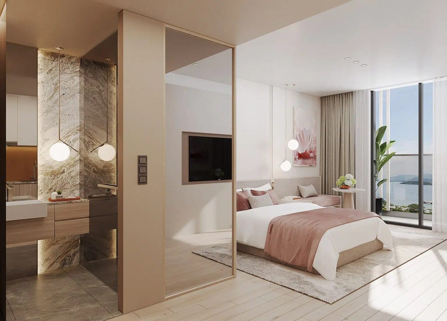 Giải mã Sức hấp dẫn của Loại hình Căn hộ Dịch vụ/Studio tại Sun Bắc Ninh 1 Phối cảnh nội thất căn hộ Studio